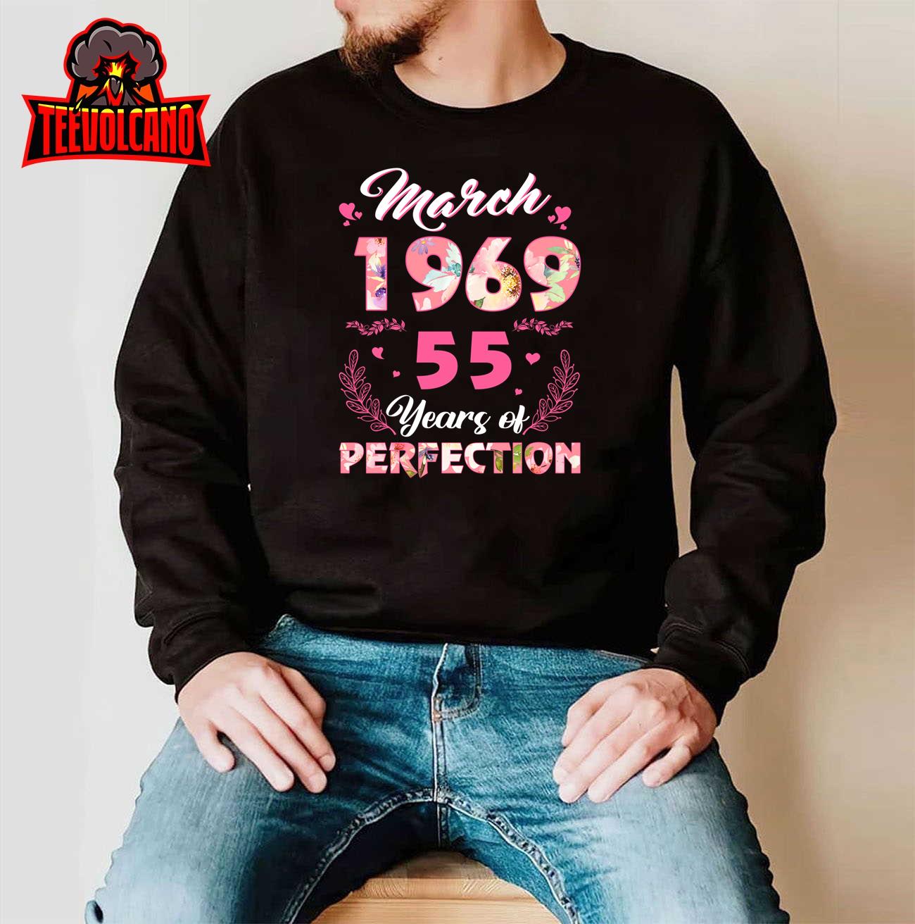 55 Year Old March 1969 Floral 55th Birthday Gifts Women Long Sleeve T-Shirt