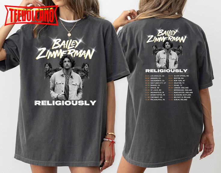 Bailey Zimmerman Religiously Shirt, Bailey Zimmerman Tour 2024 Hoodie