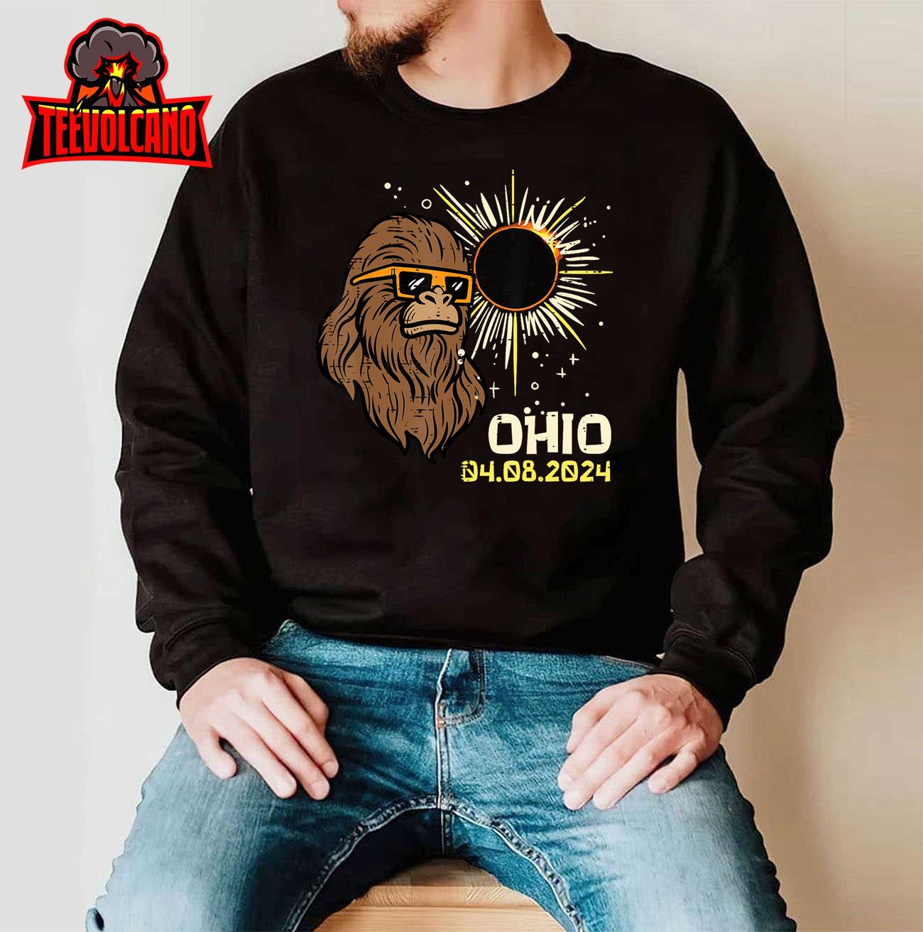 Bigfoot Ohio Total Solar Eclipse 2024 April 8 Men Women Kids T-Shirt