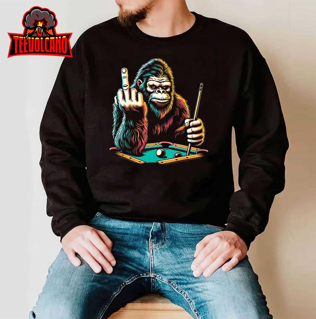 Funny Billiards Pool Player Retro Bigfoot Sasquatch T-Shirt