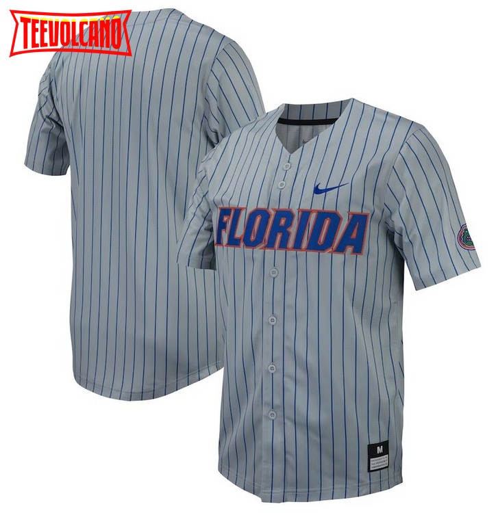 Gray Florida Gators Pinstripe Replica Full-Button Baseball Jersey