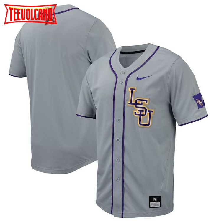 Gray LSU Tigers Replica Full-Button Baseball Jersey