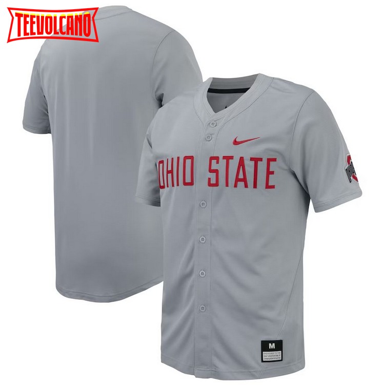 Gray Ohio State Buckeyes Replica Full-Button Baseball Jersey