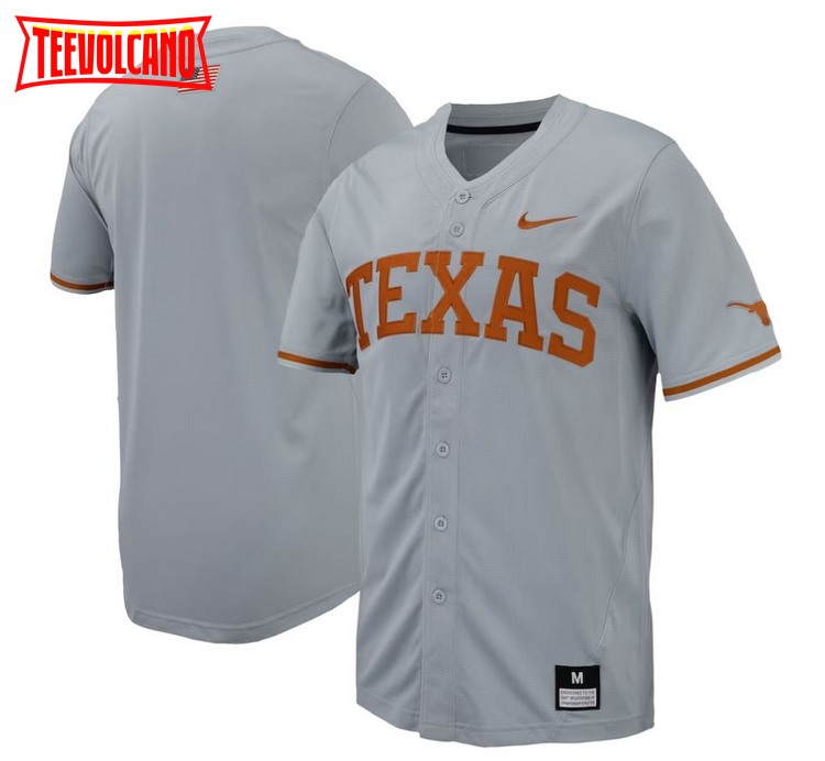 Gray Texas Longhorns Replica Full-Button Baseball Jersey