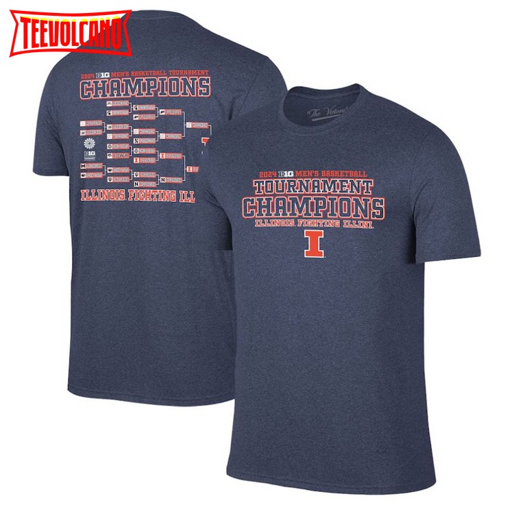 Illinois Fighting Illini 2024 Big Ten Men’s Basketball Conference Tournament Champions Bracket T-Shirt