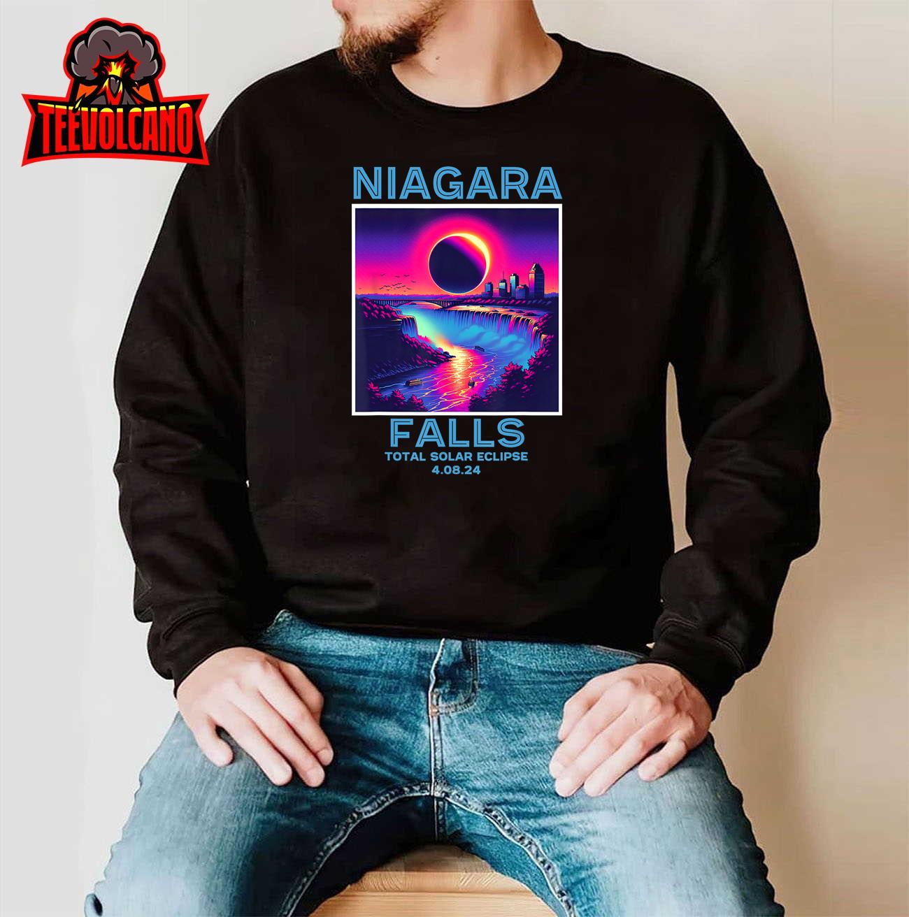 Niagara Falls Total Solar Eclipse 2024 80s New York Canada T-Shirt