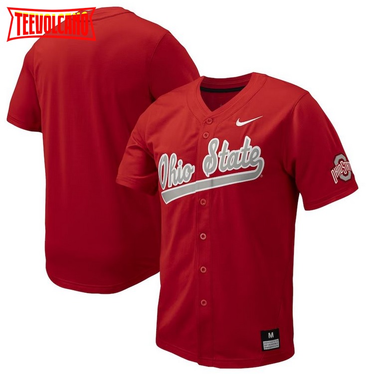 Scarlet Ohio State Buckeyes Replica Full-Button Baseball Jersey