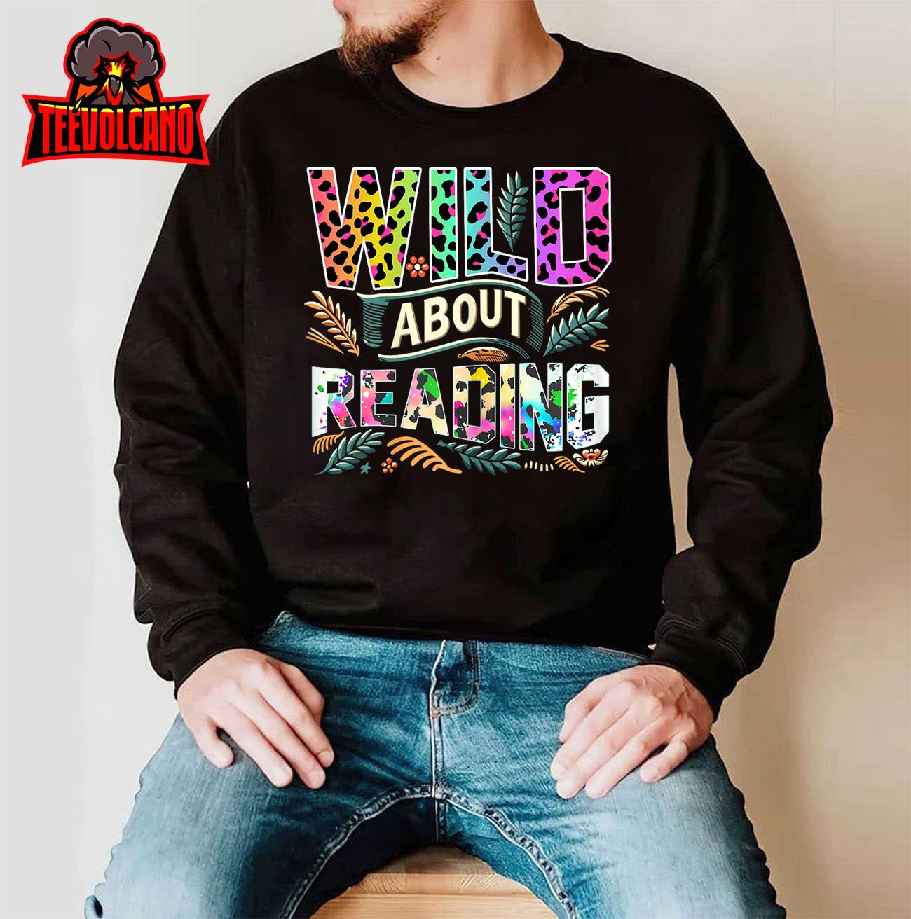 Wild About Reading Books Library Day Bookworm Leoparard T-Shirt