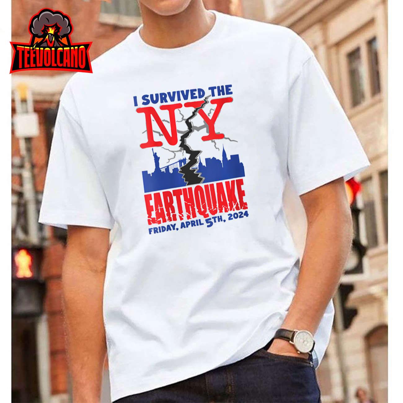 Womens I Survived The NY Earthquake V-Neck T-Shirt
